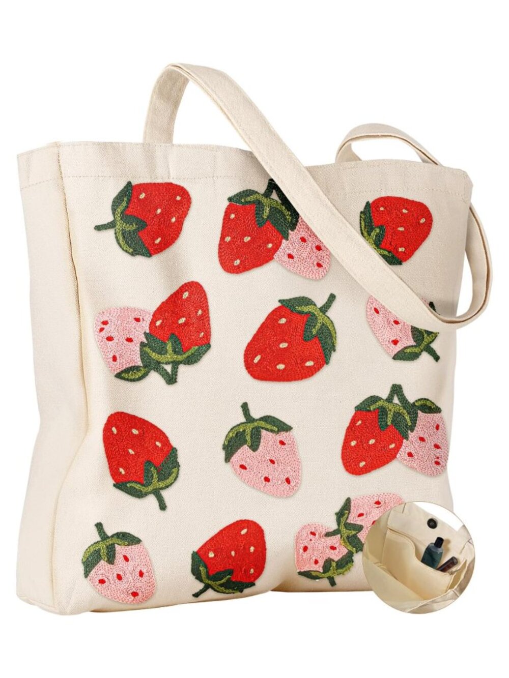 Miss Adola Embroidered Canvas Tote Bag Large Reusable Grocery Bag